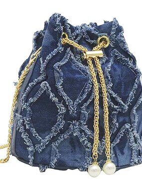 Blue Denim Purses for Women, Jean Bucket Bags, Crossbody Hobo Drawstring Handbag
